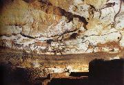 The-large Hall in the cave of Lascaux France unknow artist